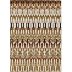 Photo of Terra Cotta Beige And Red Southwestern Washable Indoor Outdoor Area Rug