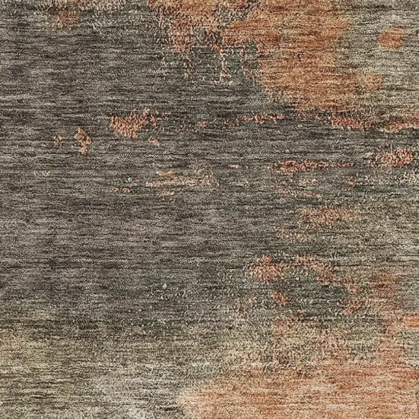 Terra Cotta Beige And Sage Abstract Washable Area Rug With UV Protection Photo 3