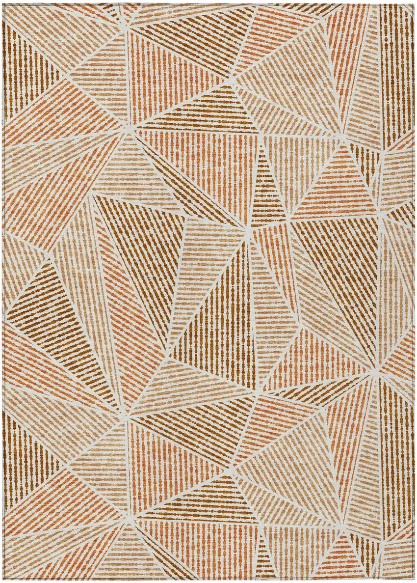 Terra Cotta Beige And Salmon Geometric Washable Indoor Outdoor Area Rug Photo 2