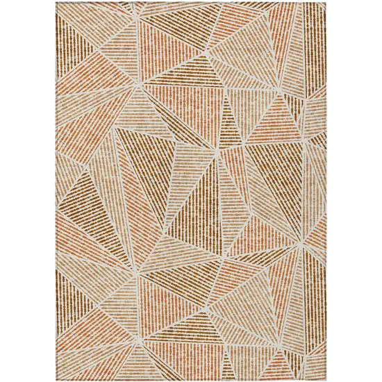 Terra Cotta Beige And Salmon Geometric Washable Indoor Outdoor Area Rug Photo 2
