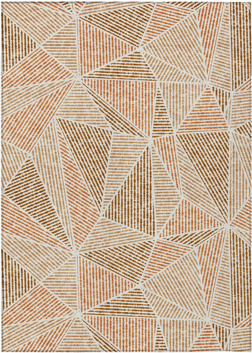 Terra Cotta Beige And Salmon Geometric Washable Indoor Outdoor Area Rug Photo 2