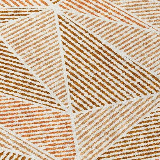 Terra Cotta Beige And Salmon Geometric Washable Indoor Outdoor Area Rug Photo 6