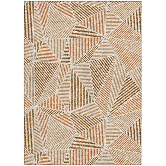 Terra Cotta Beige And Salmon Geometric Washable Indoor Outdoor Area Rug Photo 7