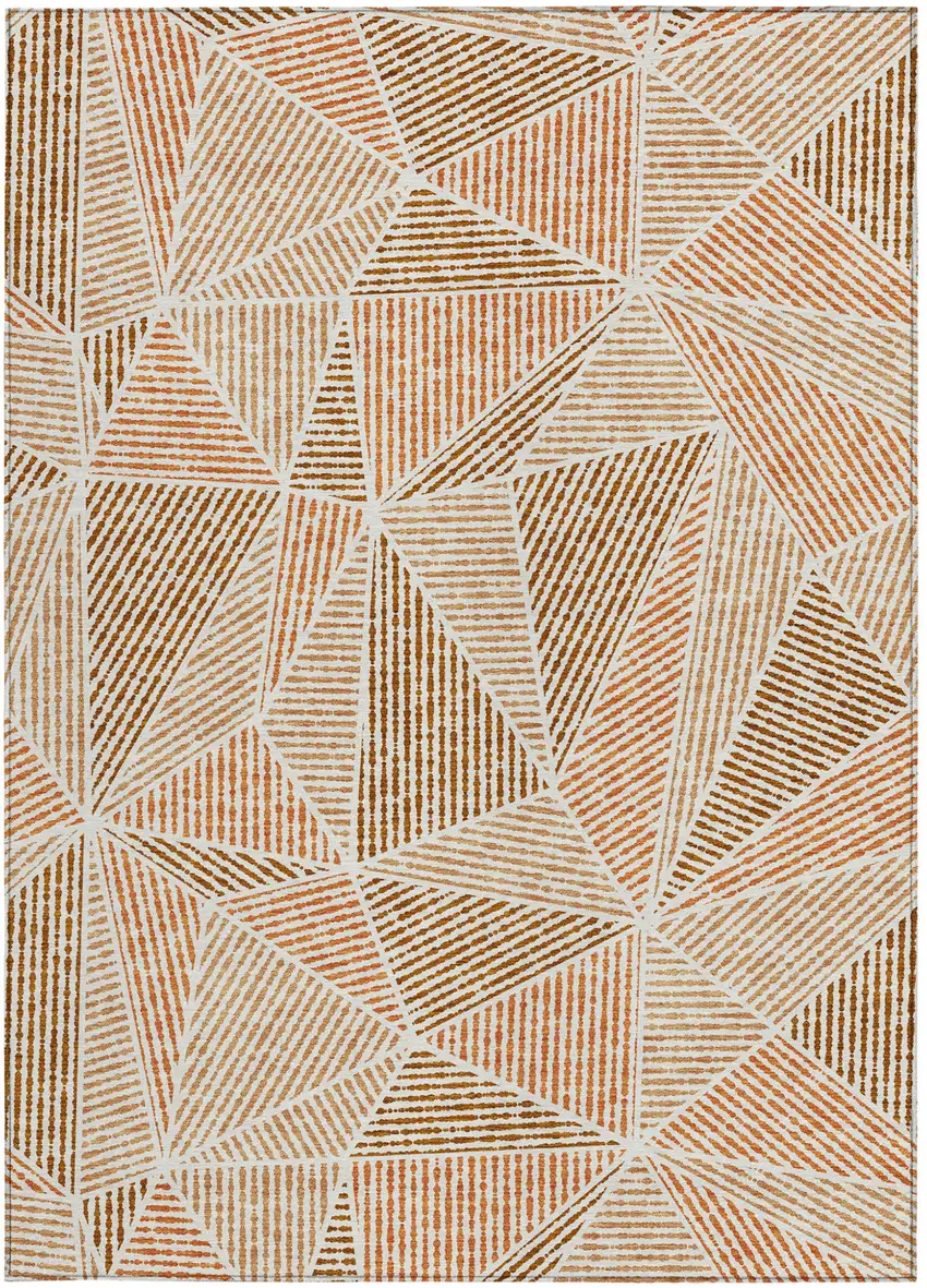 Terra Cotta Beige And Salmon Geometric Washable Indoor Outdoor Area Rug Photo 7