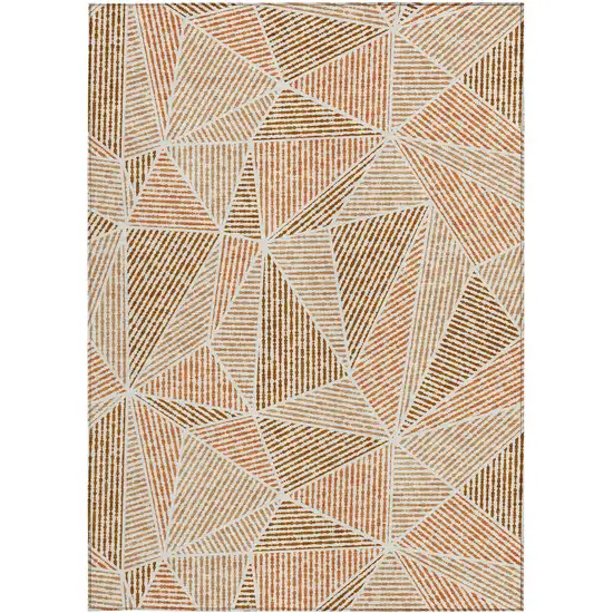 Terra Cotta Beige And Salmon Geometric Washable Indoor Outdoor Area Rug Photo 7