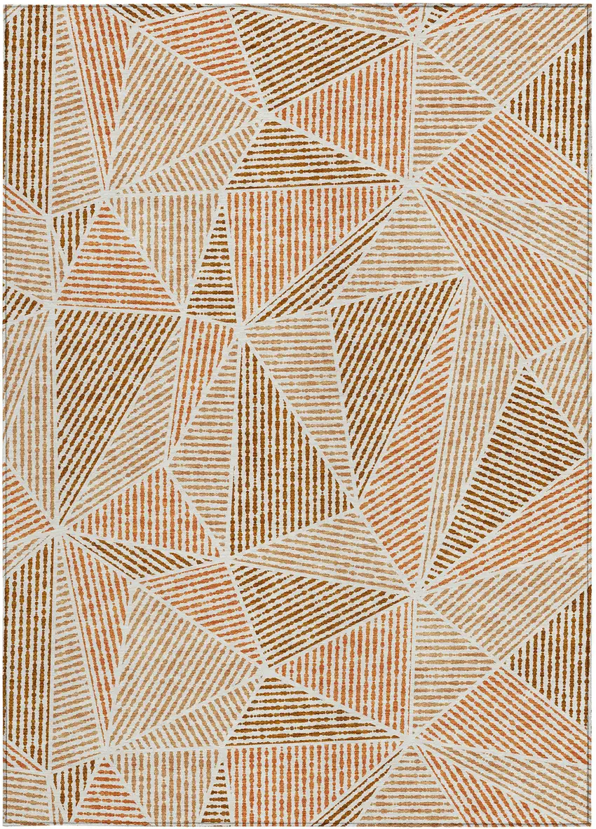 Terra Cotta Beige And Salmon Geometric Washable Indoor Outdoor Area Rug Photo 7