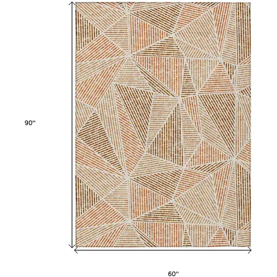 Terra Cotta Beige And Salmon Geometric Washable Indoor Outdoor Area Rug Photo 3