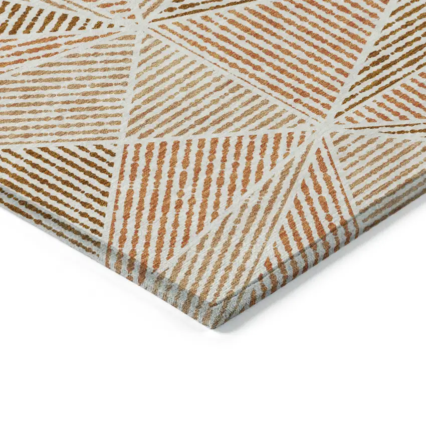 Terra Cotta Beige And Salmon Geometric Washable Indoor Outdoor Area Rug Photo 4