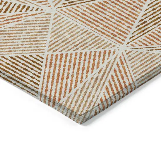 Terra Cotta Beige And Salmon Geometric Washable Indoor Outdoor Area Rug Photo 4