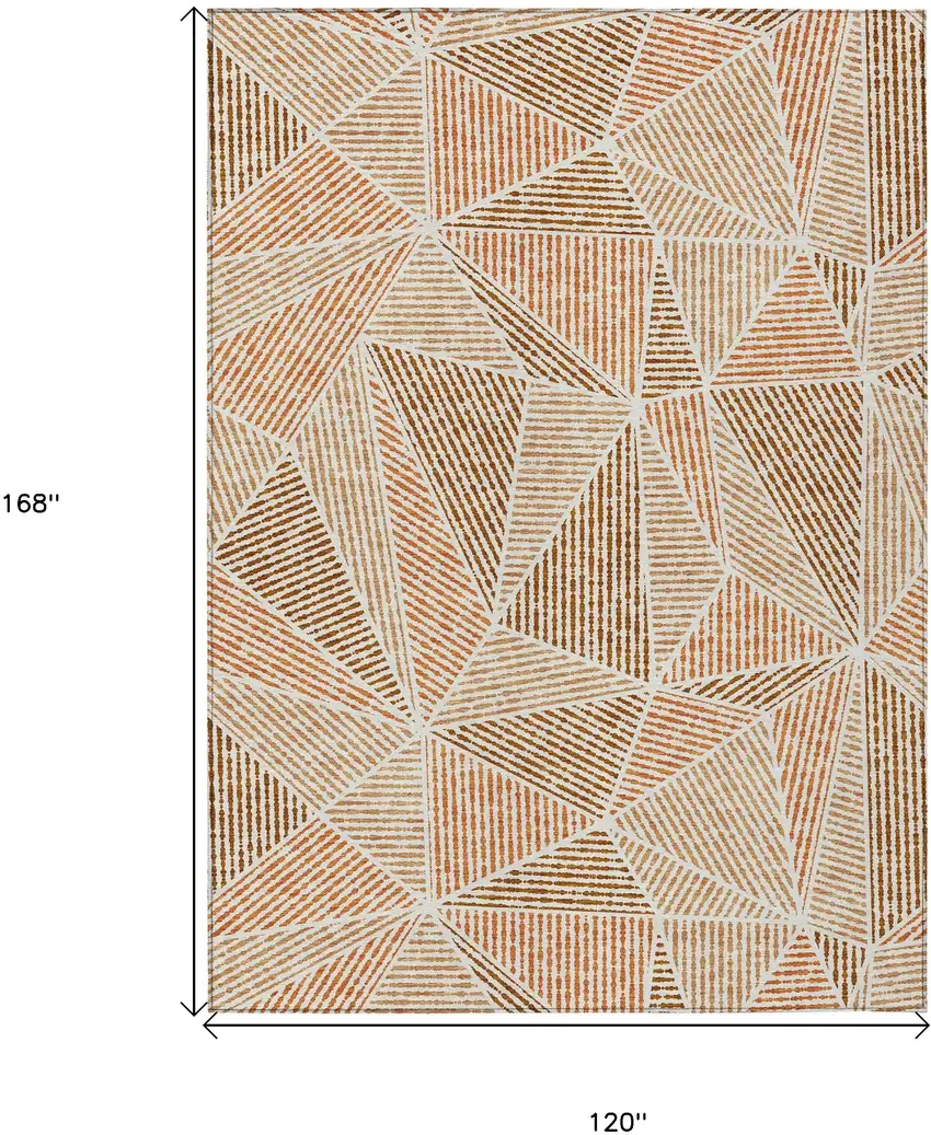 Terra Cotta Beige And Salmon Geometric Washable Indoor Outdoor Area Rug Photo 3