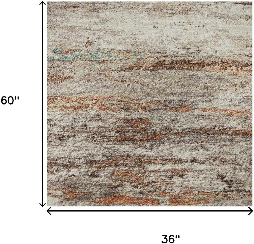 Terra Cotta Beige And Teal Abstract Washable Area Rug With UV Protection Photo 9