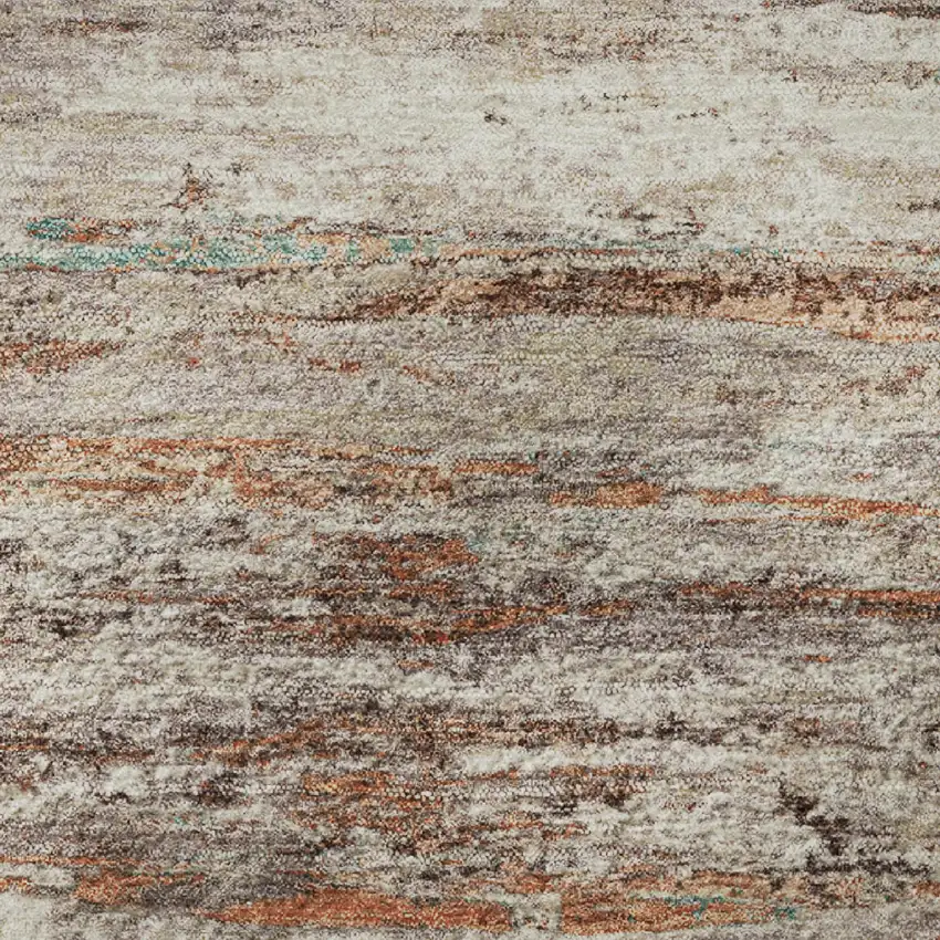 Terra Cotta Beige And Teal Abstract Washable Area Rug With UV Protection Photo 3