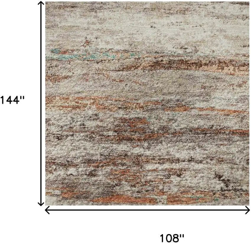 Terra Cotta Beige And Teal Abstract Washable Area Rug With UV Protection Photo 9