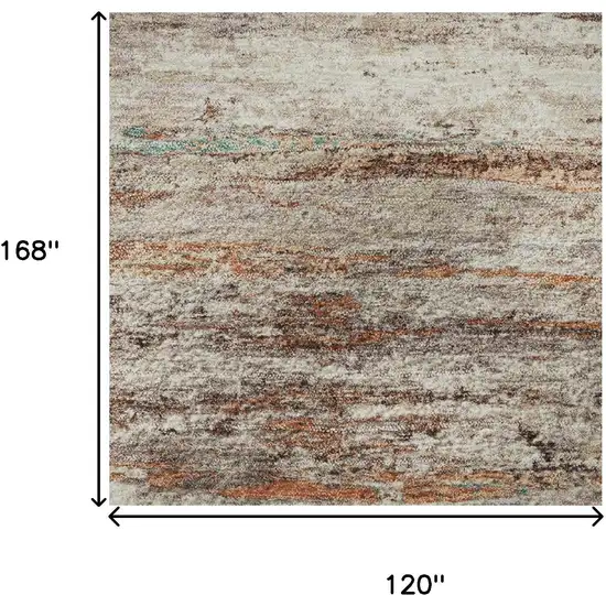 Terra Cotta Beige And Teal Abstract Washable Area Rug With UV Protection Photo 9