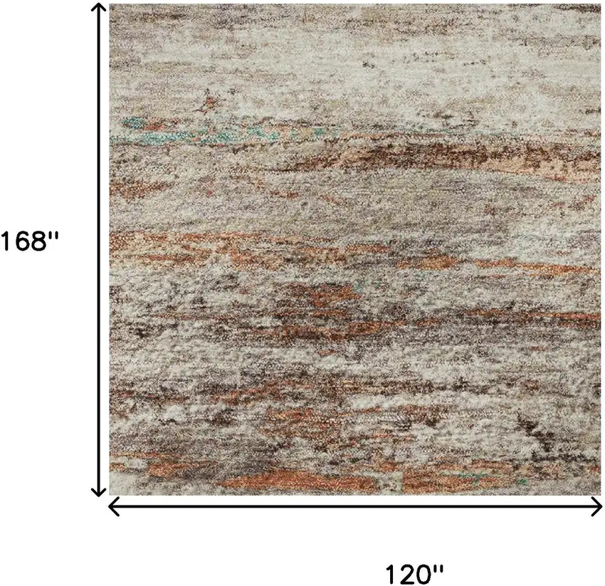 Terra Cotta Beige And Teal Abstract Washable Area Rug With UV Protection Photo 9