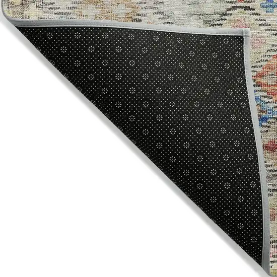 Terra Cotta Beige And Teal Blue Geometric Washable Indoor Outdoor Area Rug Photo 3