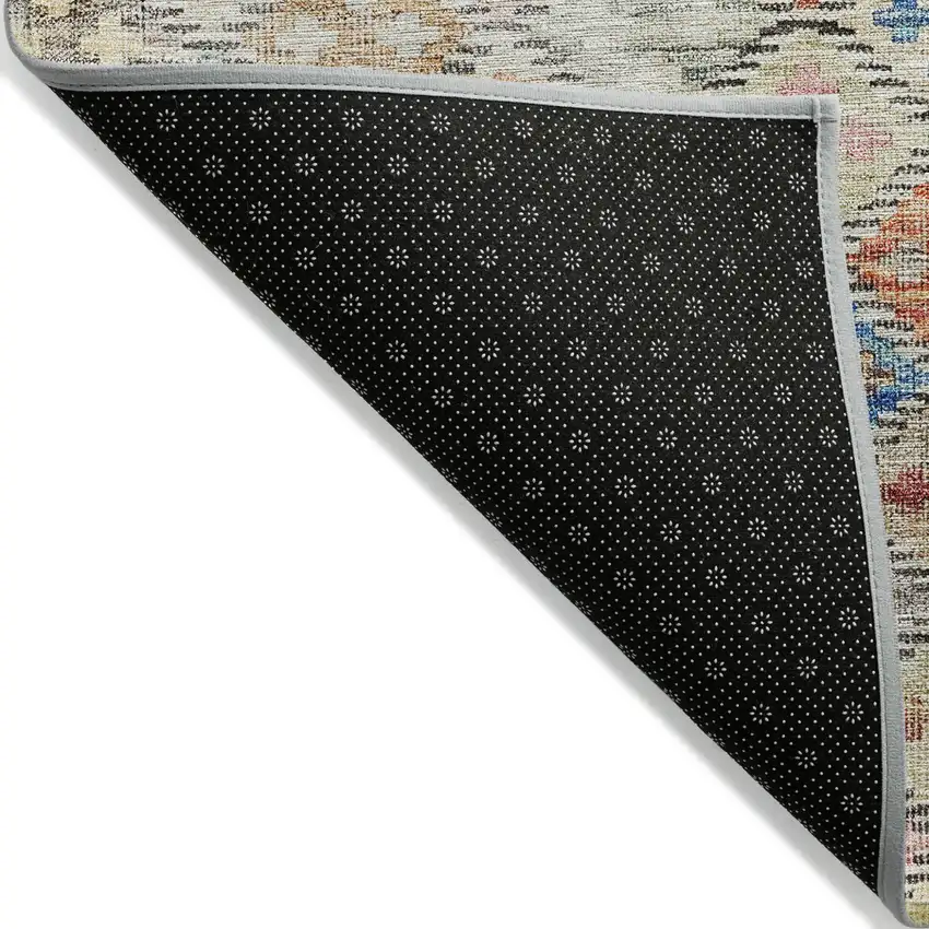 Terra Cotta Beige And Teal Blue Geometric Washable Indoor Outdoor Area Rug Photo 3