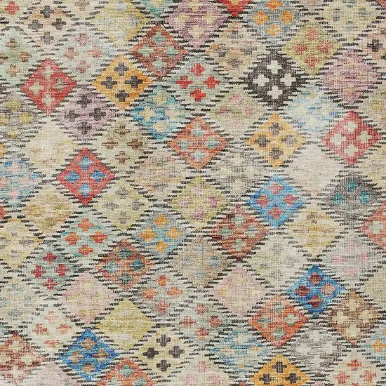 Terra Cotta Beige And Teal Blue Geometric Washable Indoor Outdoor Area Rug Photo 6