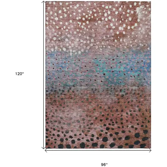 Terra Cotta Blue And Black Abstract Washable Indoor Outdoor Area Rug Photo 6