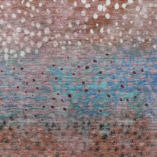 Terra Cotta Blue And Black Abstract Washable Indoor Outdoor Area Rug Photo 5