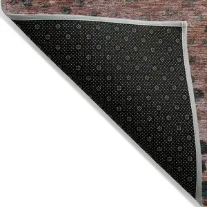 Photo of Terra Cotta Blue And Black Abstract Washable Indoor Outdoor Area Rug