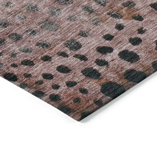 Terra Cotta Blue And Black Abstract Washable Indoor Outdoor Area Rug Photo 4