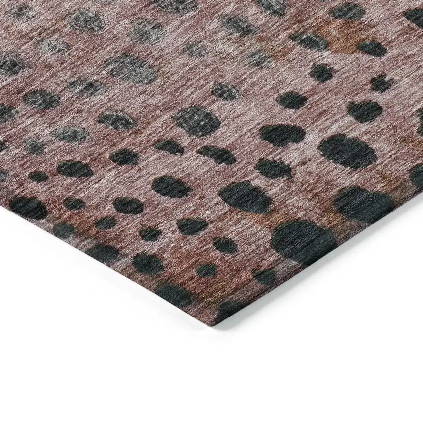 Terra Cotta Blue And Black Abstract Washable Indoor Outdoor Area Rug Photo 4