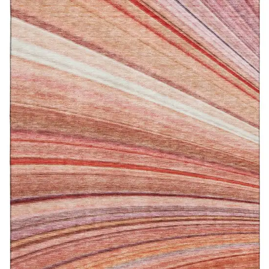 Terra Cotta Blue And Ivory Striped Washable Area Rug With UV Protection Photo 5