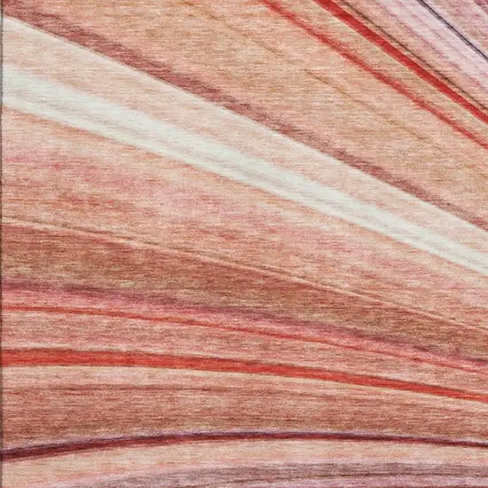 Terra Cotta Blue And Ivory Striped Washable Area Rug With UV Protection Photo 3