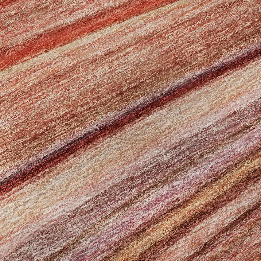 Terra Cotta Blue And Ivory Striped Washable Area Rug With UV Protection Photo 9