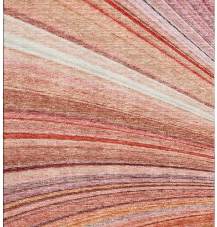 Terra Cotta Blue And Ivory Striped Washable Area Rug With UV Protection Photo 4