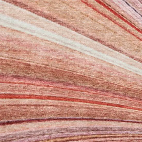 Terra Cotta Blue And Ivory Striped Washable Area Rug With UV Protection Photo 9