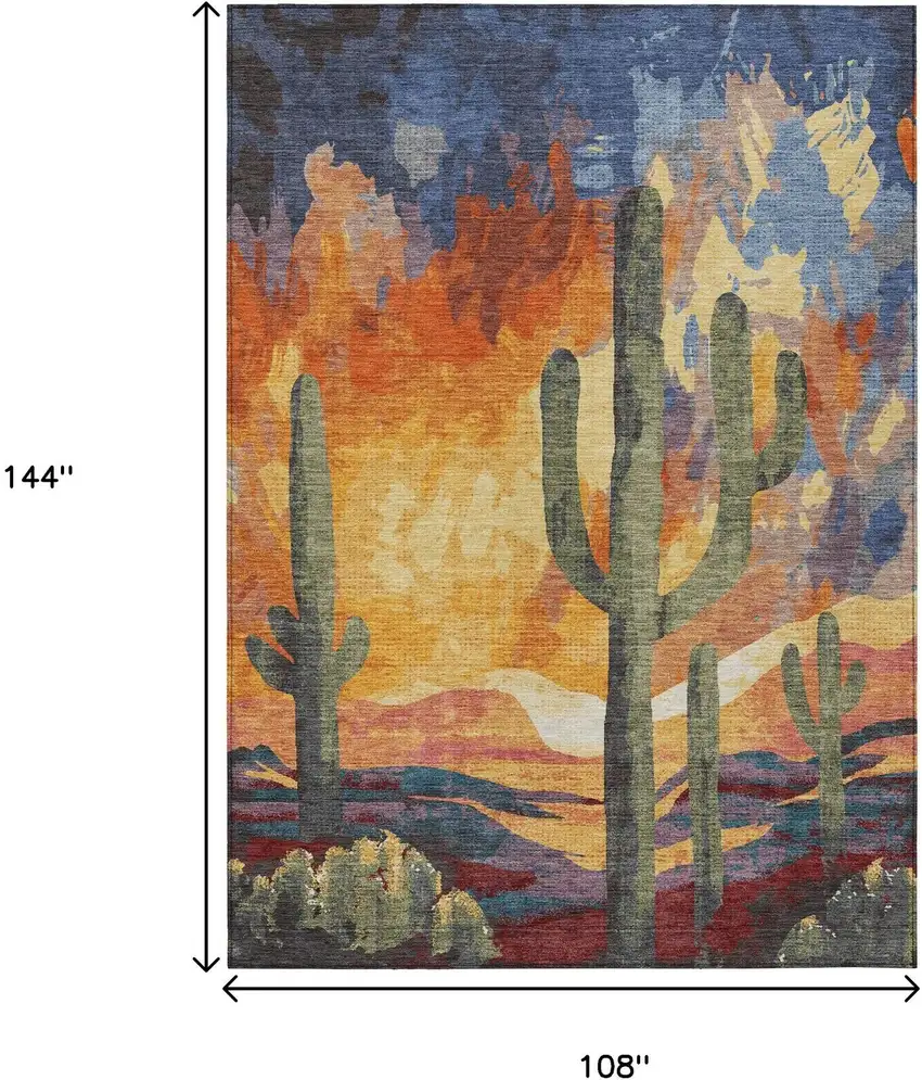 Terra Cotta Blue And Plum Botanical Leaves Washable Indoor Outdoor Area Rug Photo 3