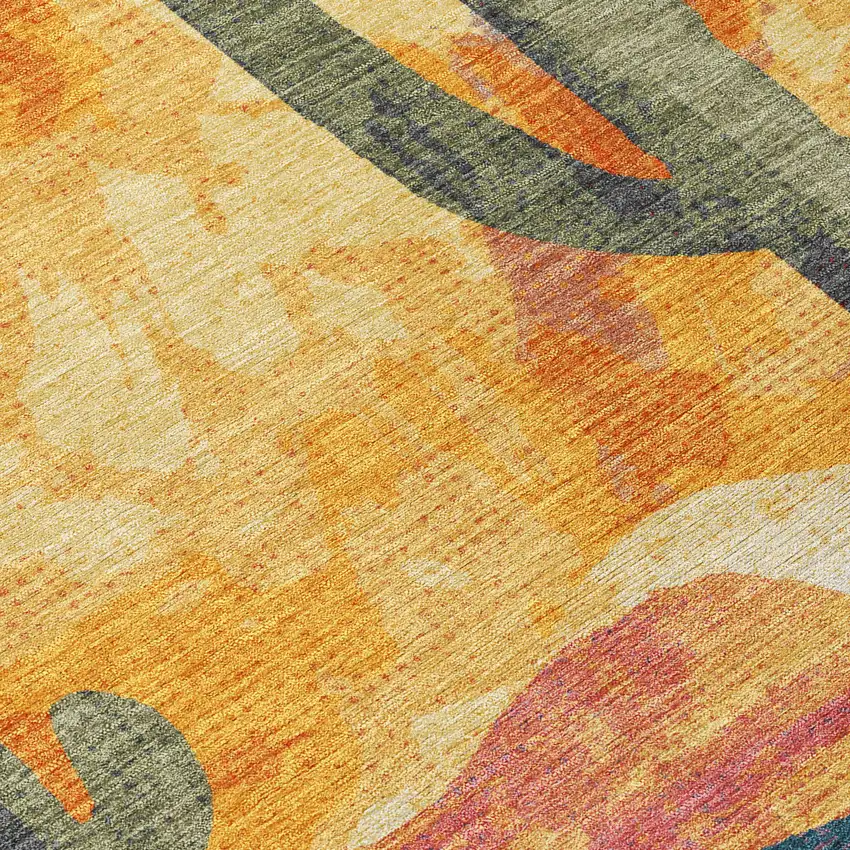 Terra Cotta Blue And Plum Botanical Leaves Washable Indoor Outdoor Area Rug Photo 6