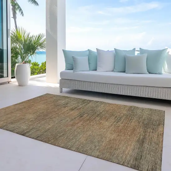 Terra Cotta Brown And Copper Abstract Washable Indoor Outdoor Area Rug Photo 7
