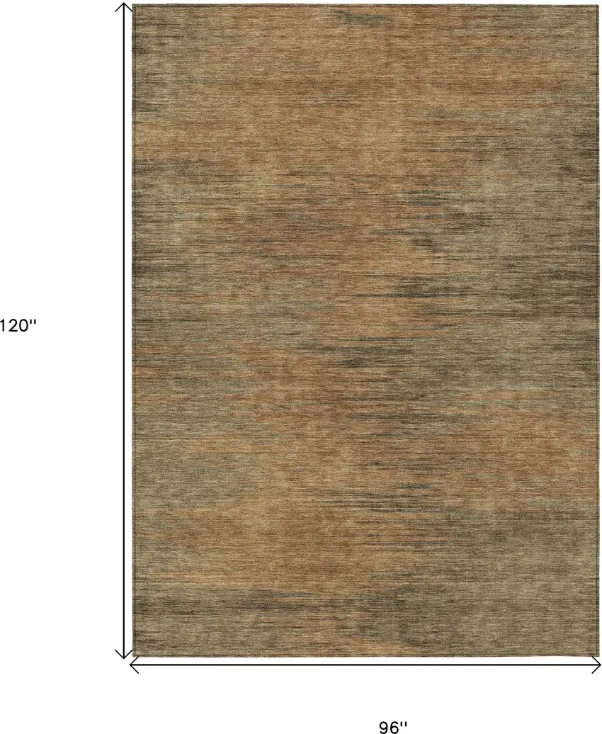 Terra Cotta Brown And Copper Abstract Washable Indoor Outdoor Area Rug Photo 3