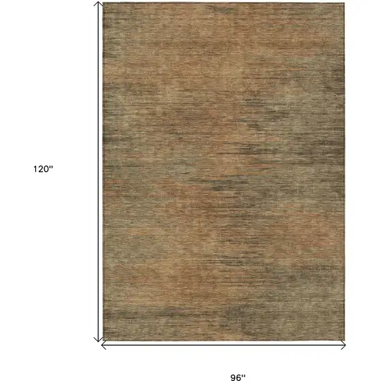 Terra Cotta Brown And Copper Abstract Washable Indoor Outdoor Area Rug Photo 3