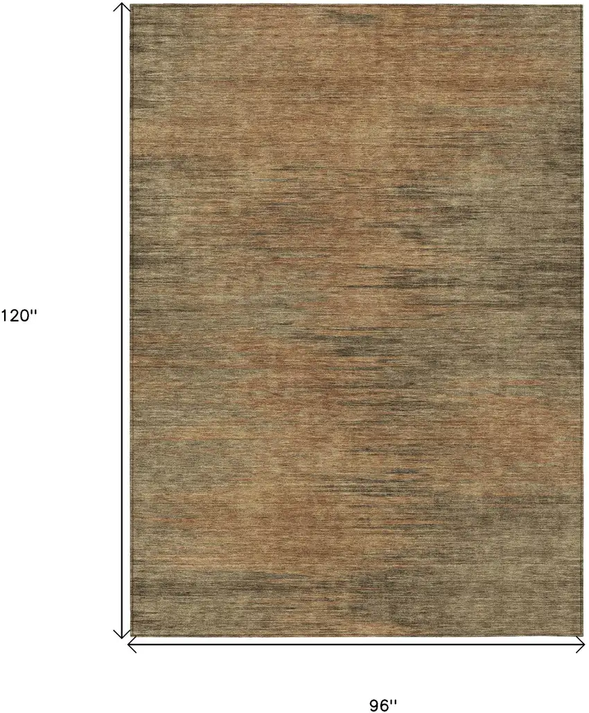Terra Cotta Brown And Copper Abstract Washable Indoor Outdoor Area Rug Photo 3
