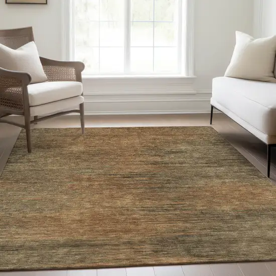 Terra Cotta Brown And Copper Abstract Washable Indoor Outdoor Area Rug Photo 8