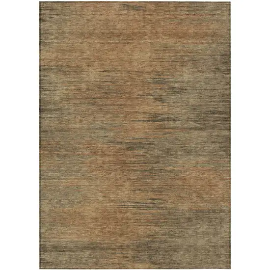 Terra Cotta Brown And Copper Abstract Washable Indoor Outdoor Area Rug Photo 2