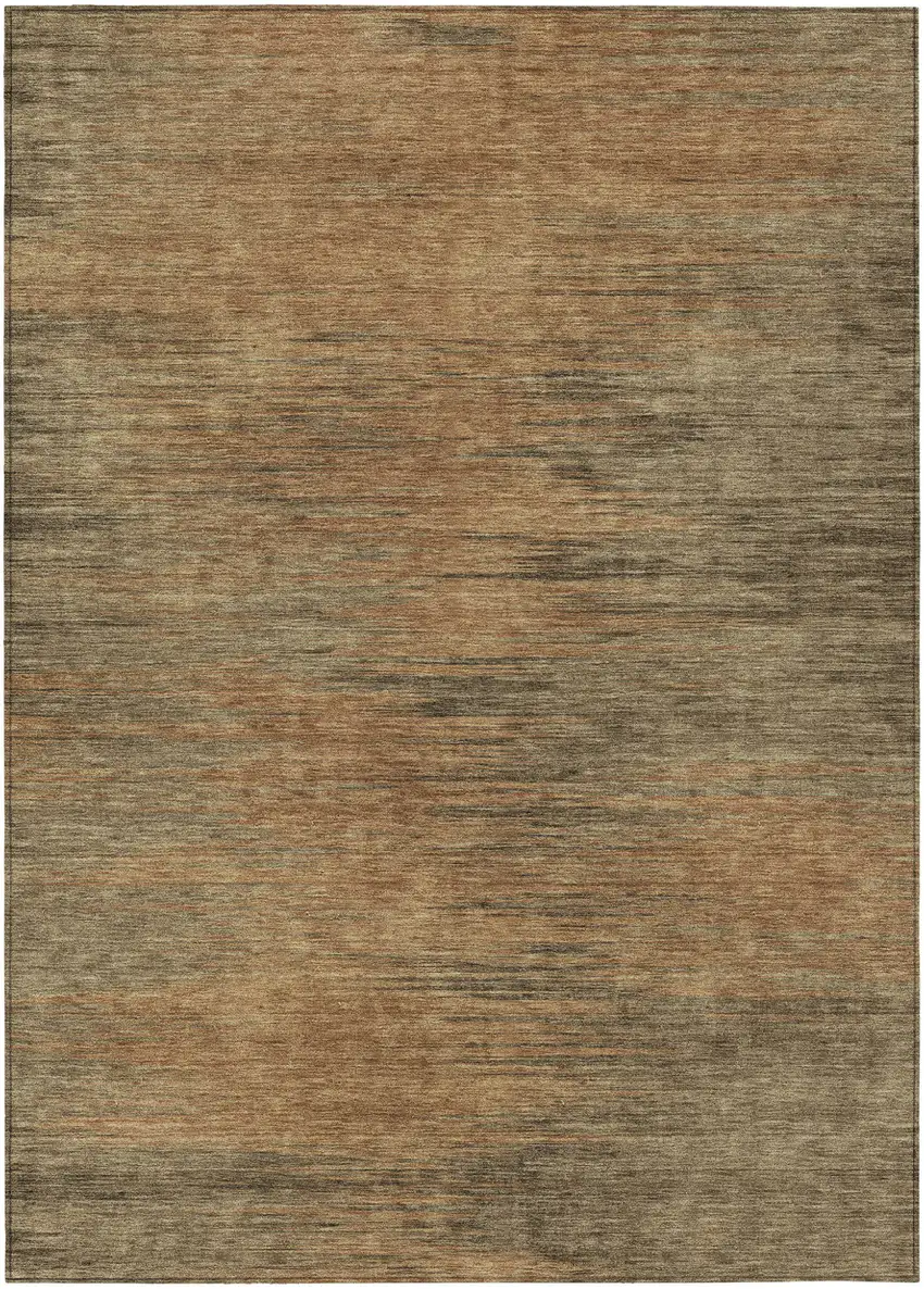 Terra Cotta Brown And Copper Abstract Washable Indoor Outdoor Area Rug Photo 2