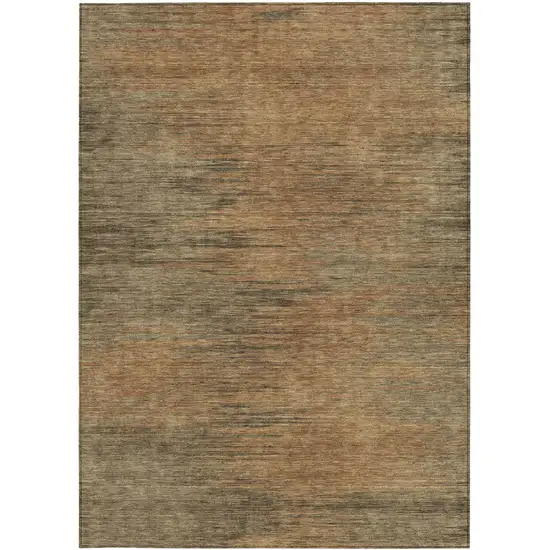 Terra Cotta Brown And Copper Abstract Washable Indoor Outdoor Area Rug Photo 6