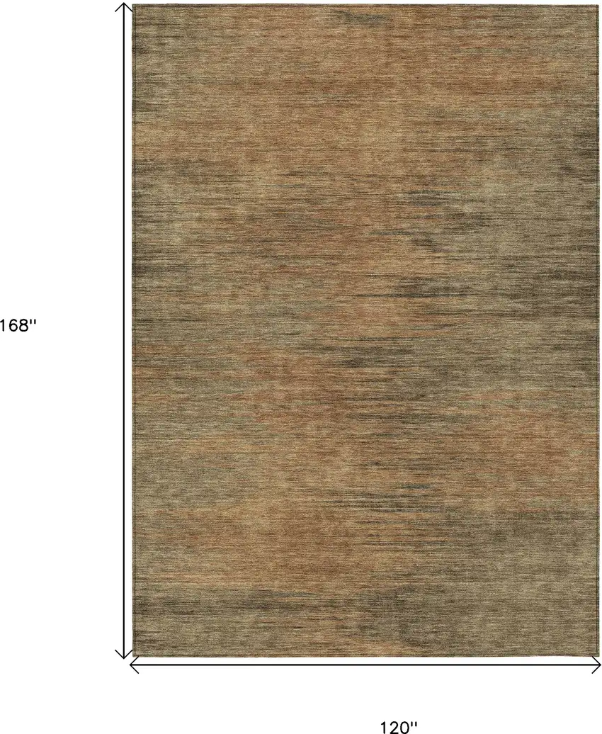 Terra Cotta Brown And Copper Abstract Washable Indoor Outdoor Area Rug Photo 3