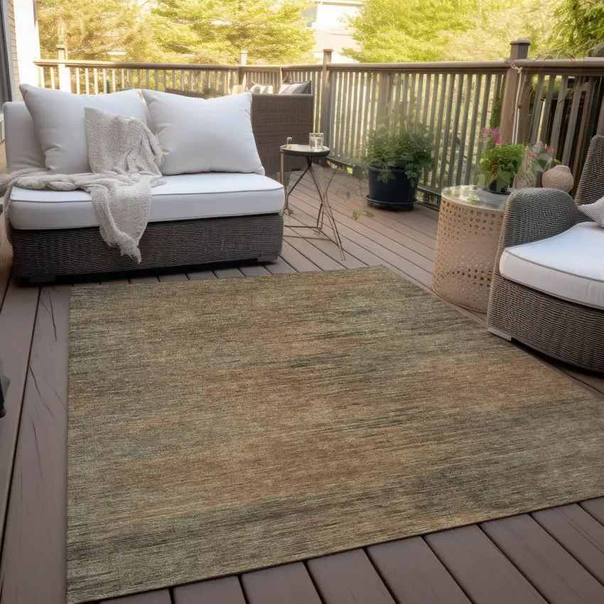 Terra Cotta Brown And Copper Abstract Washable Indoor Outdoor Area Rug Photo 9