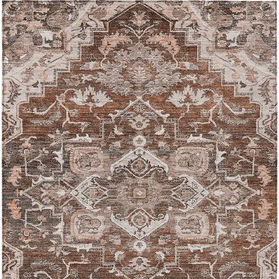 Terra Cotta Brown And Copper Oriental Washable Indoor Outdoor Area Rug Photo 8