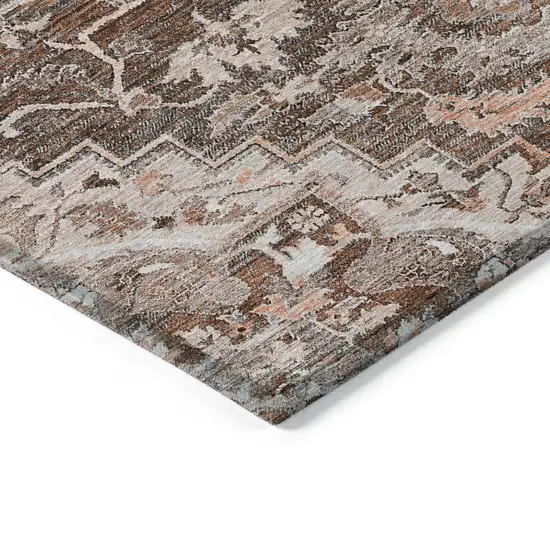 Terra Cotta Brown And Copper Oriental Washable Indoor Outdoor Area Rug Photo 5