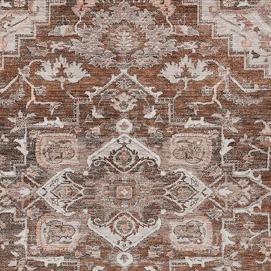 Terra Cotta Brown And Copper Oriental Washable Indoor Outdoor Area Rug Photo 7