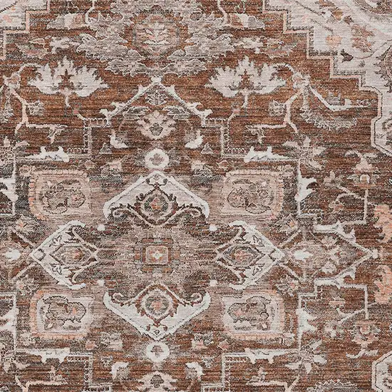 Terra Cotta Brown And Copper Oriental Washable Indoor Outdoor Area Rug Photo 7
