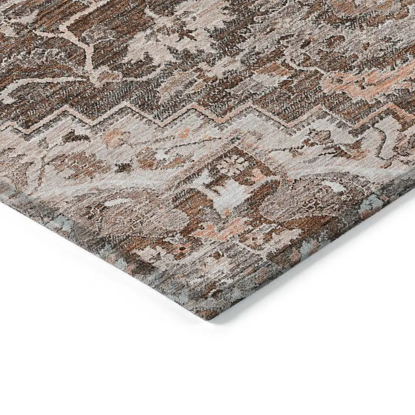 Terra Cotta Brown And Copper Oriental Washable Indoor Outdoor Area Rug Photo 5
