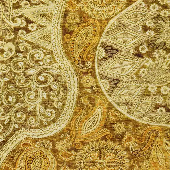 Terra Cotta Brown And Gold Floral Medallion Washable Indoor Outdoor Area Rug Photo 5
